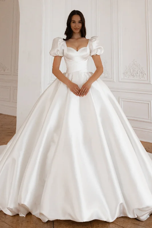 Exquisite Gown Mikado Wedding Gown Aurora with Long Train