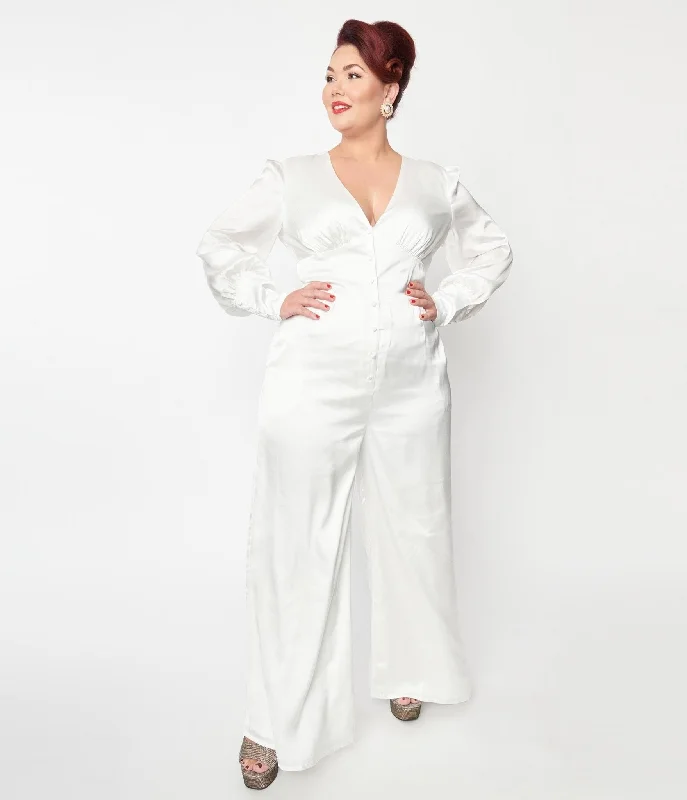 Flowy Chiffon Dress Plus Size Ivory Satin Marina Jumpsuit