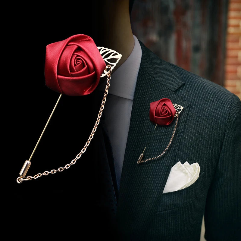 Tulle Gown Burgundy Boutonnieres Wedding Accessories Groom Corsage Lapel Pins Ribbon Rose Flower Women Buttonhole Brooch Mariage Prom Decor Tulle Gown Burgundy Boutonnieres Wedding Accessories Groom Corsage Lapel Pins Ribbon Rose Flower Women Buttonhole Brooch Mariage Prom Decor