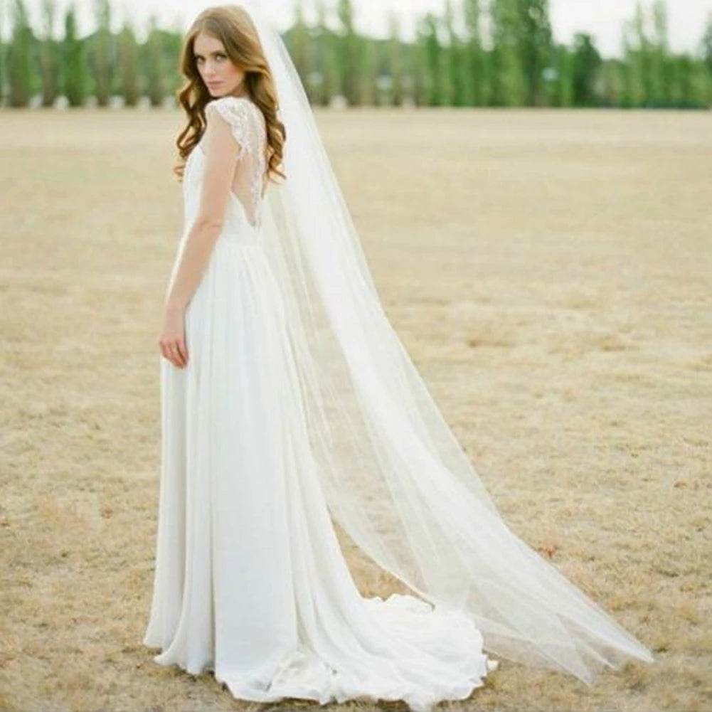 Pleated Gown Hot Long Tulle Wedding Veils One Layer With Comb Bridal Veil For Bride Wedding Accessories Pleated Gown Hot Long Tulle Wedding Veils One Layer With Comb Bridal Veil For Bride Wedding Accessories