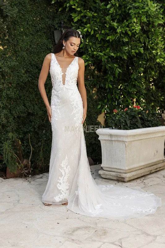 Timeless Lace Dress May Queen RQ8147 - Lace Applique Sleeveless Bridal Gown