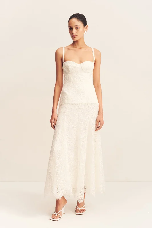 Ornate Lace Dress LUMINOUS LACE PANELLED MAXI DRESS - IVORY