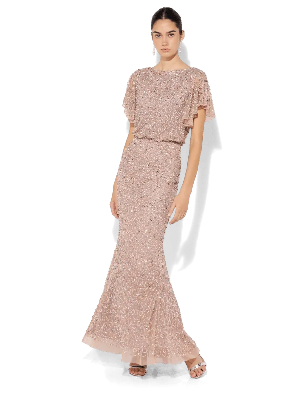 Scalloped Lace Dress Manon Petal Hand Beaded Gown