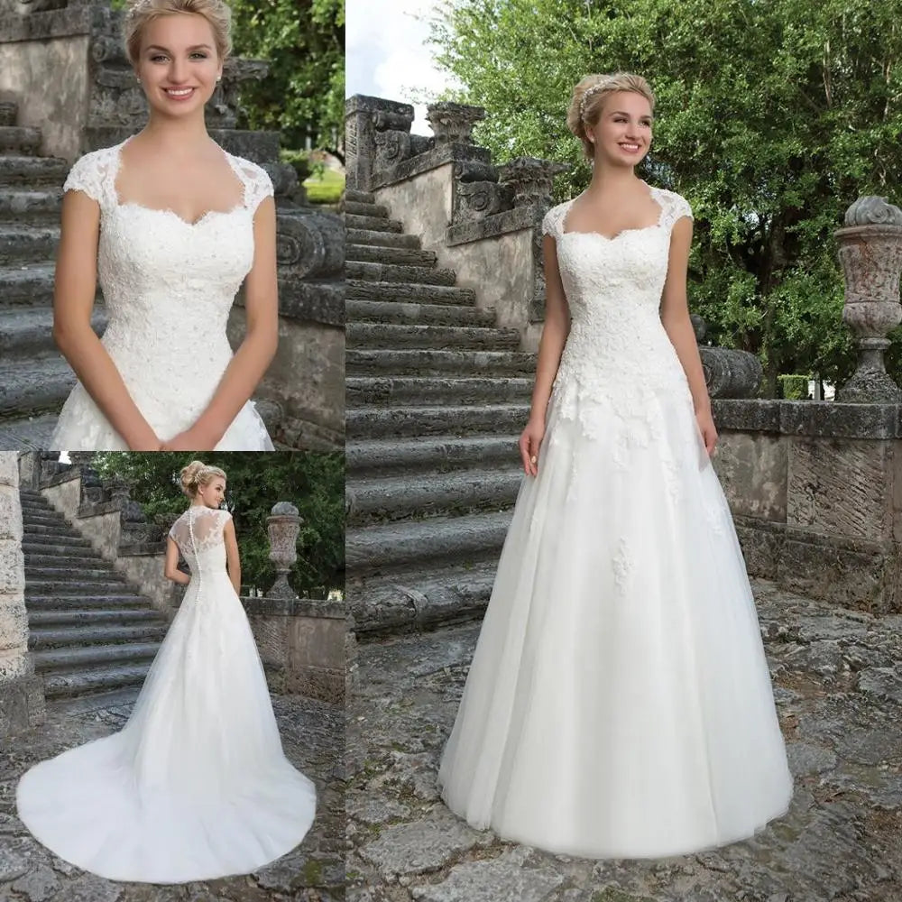 Shimmering Dress Elegant Wedding Dresses 2022 Cap Sleeve Royal Square Neck Robe De Mariée Bride Gown Vestido de Noiva Beaded Appliques Tulle New Shimmering Dress Elegant Wedding Dresses 2022 Cap Sleeve Royal Square Neck Robe De Mariée Bride Gown Vestido de Noiva Beaded Appliques Tulle New