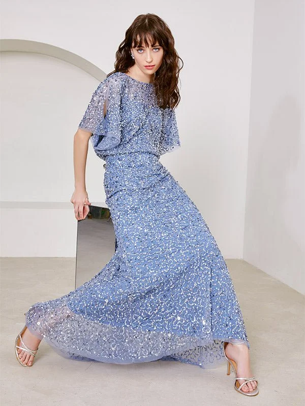 Custom Fit Gown Mimi Sky Blue Hand Beaded Gown