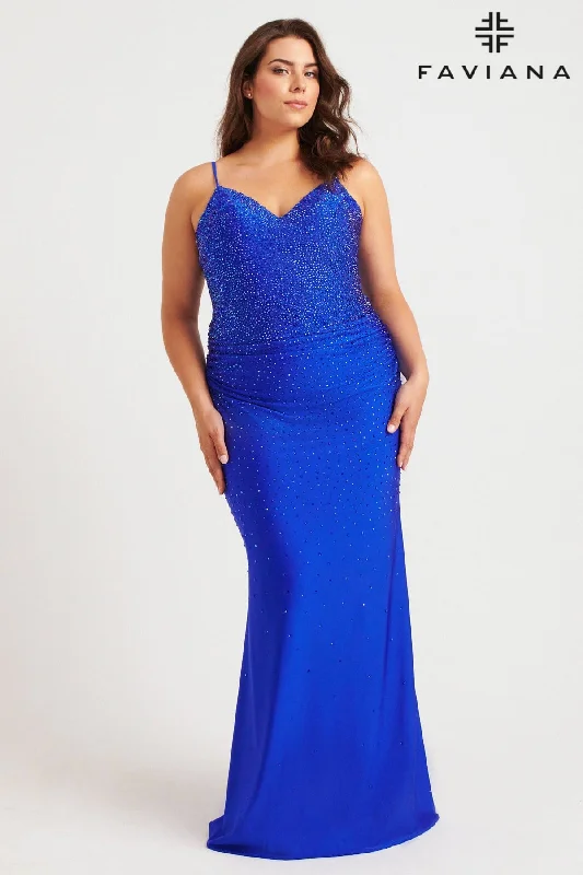 Plus Size Corset Maxi Dress With Hotfix Crystals | 9555