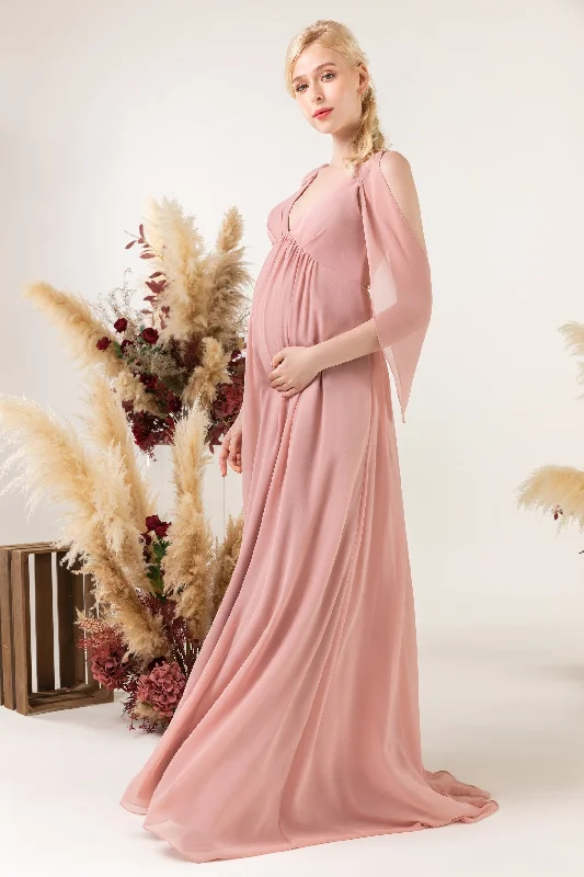 Flowing Wedding Gown A-Line Sweep-Brush Train Chiffon Bridesmaid Dress CB0458M