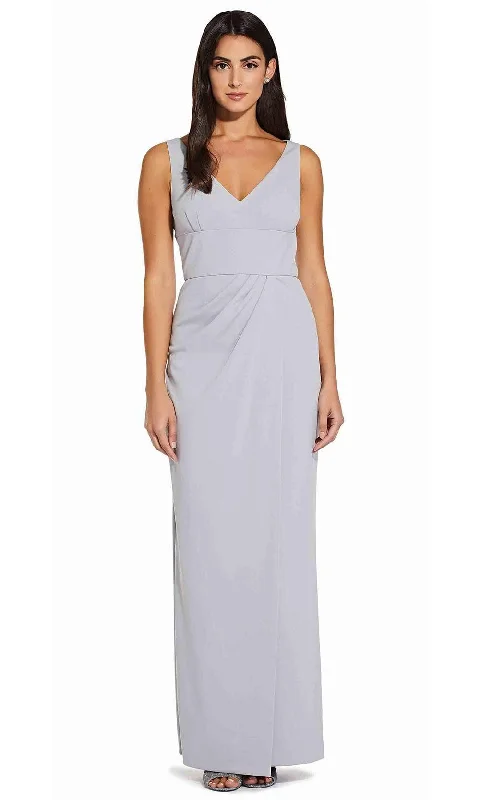 Rhinestone Embellished Gown Adrianna Papell - AP1E206762 Sleeveless V-Neck Column Long Crepe Dress Rhinestone Embellished Gown Adrianna Papell - AP1E206762 Sleeveless V-Neck Column Long Crepe Dress