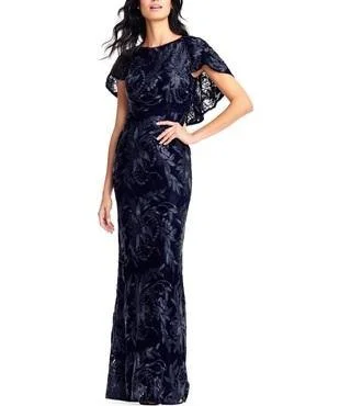 Chiffon Dress Adrianna Papell AP1E203078 Embellished Long Formal Mesh Dress