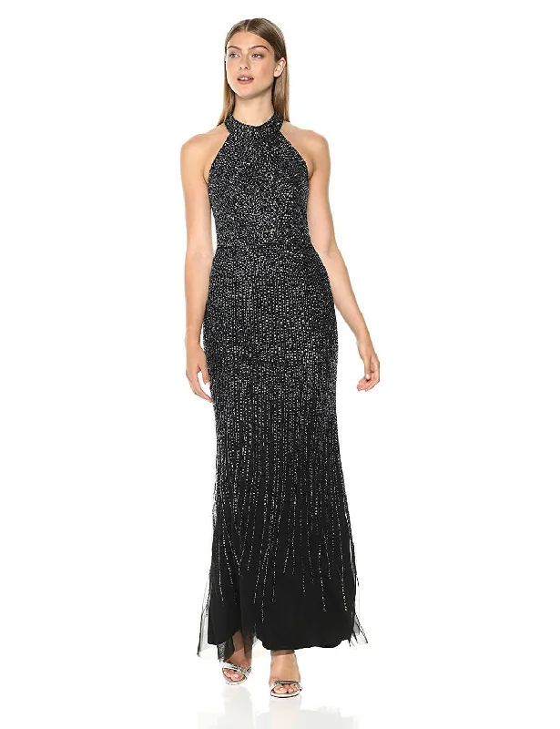 Ruched Bodice Dress Adrianna Papell AP1E203825 Long Formal Halter Mermaid Prom Dress Ruched Bodice Dress Adrianna Papell AP1E203825 Long Formal Halter Mermaid Prom Dress