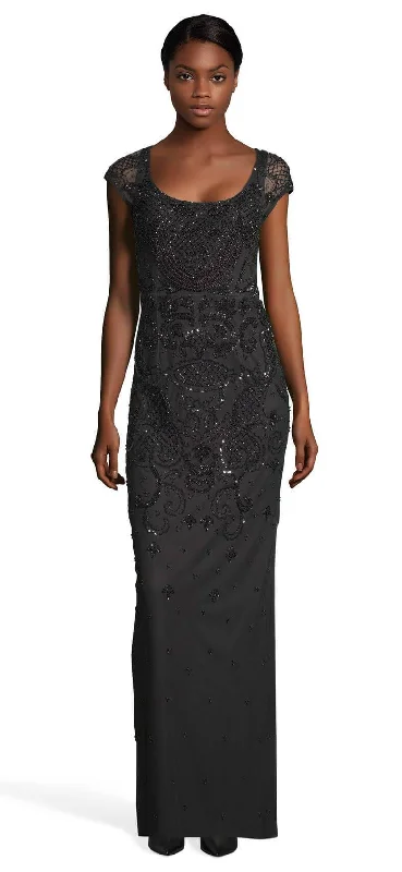 Off-Shoulder Lace Gown Adrianna Papell AP1E204272 Long Formal Short Sleeve Beaded Gown