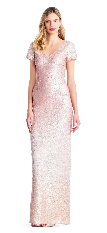 High Slit Gown Adrianna Papell AP1E203460 Long Formal Short Sleeve Dress