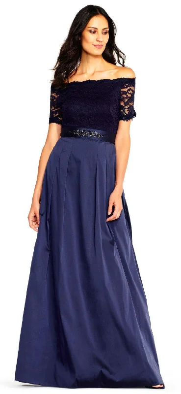 Lace Dress Adrianna Papell AP1E201965 Long Formal Dress Taffeta Ball Gown