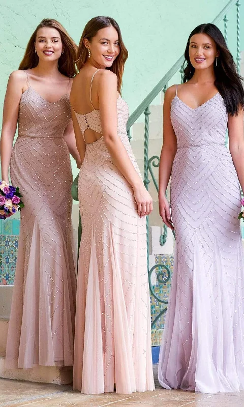 Satin Dress Adrianna Papell Platinum - 40321 Beaded Sheath Dress