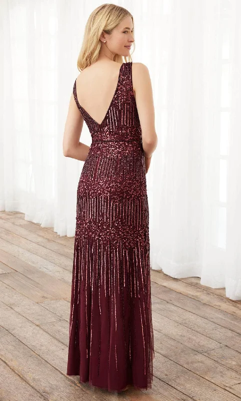 Adrianna Papell Platinum 40391 - V Neck and Open V Back Sequined Dress