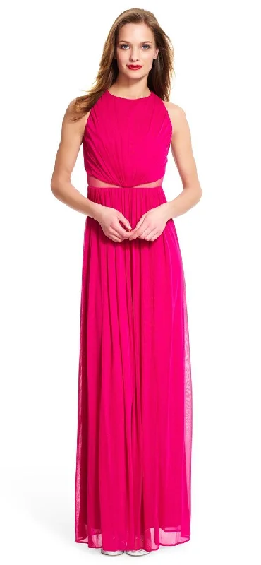 Rhinestone Embellished Gown Adrianna Papell - Ruched Jewel Neck Dress 191926970