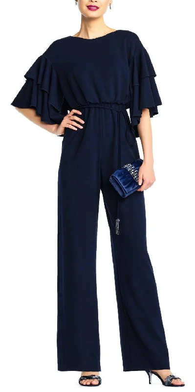Stunning Chiffon Dress Adrianna Papell AP1E203073 Scoop Neck Jumpsuit