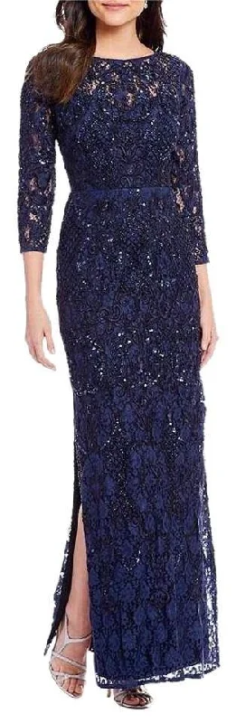 Elegant Dress Aidan Mattox Long Sleeve Long Formal Lace Dress