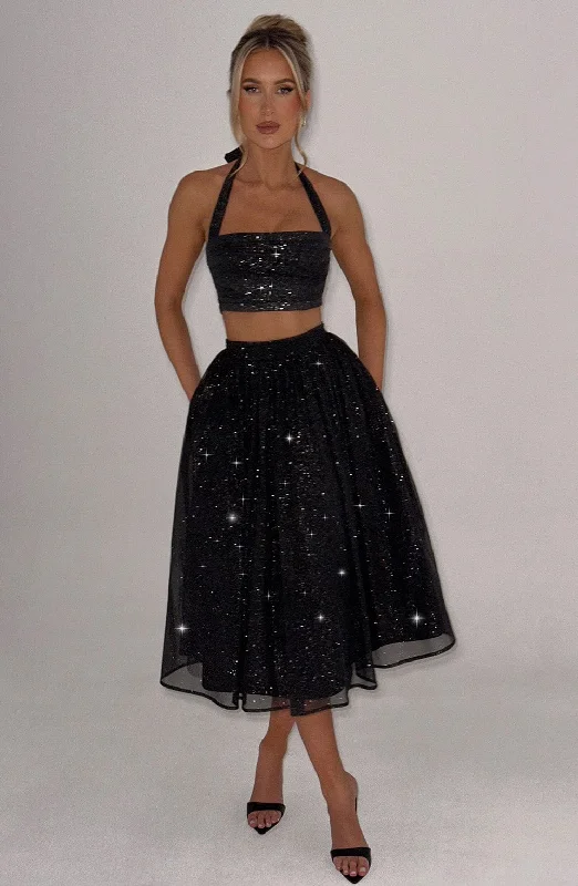 Minimalist Gown Alani Crop Top - Black Sparkle
