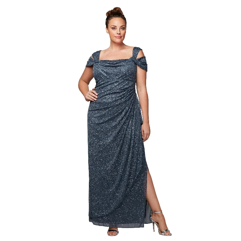 Timeless Dress Alex Evenings 433026 Long Plus Size Glitter Dress