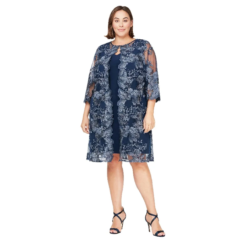 Sleeveless Dress Alex Evenings AE84122202 Plus Size Short Jacket Dress