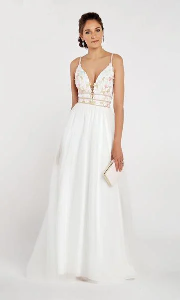 High Neck Dress Alyce Paris - 60466 Embroidered Plunging Neck Tulle A-line Dress - 1 pc Diamond White/Pink In Size 0 Available High Neck Dress Alyce Paris - 60466 Embroidered Plunging Neck Tulle A-line Dress - 1 pc Diamond White/Pink In Size 0 Available
