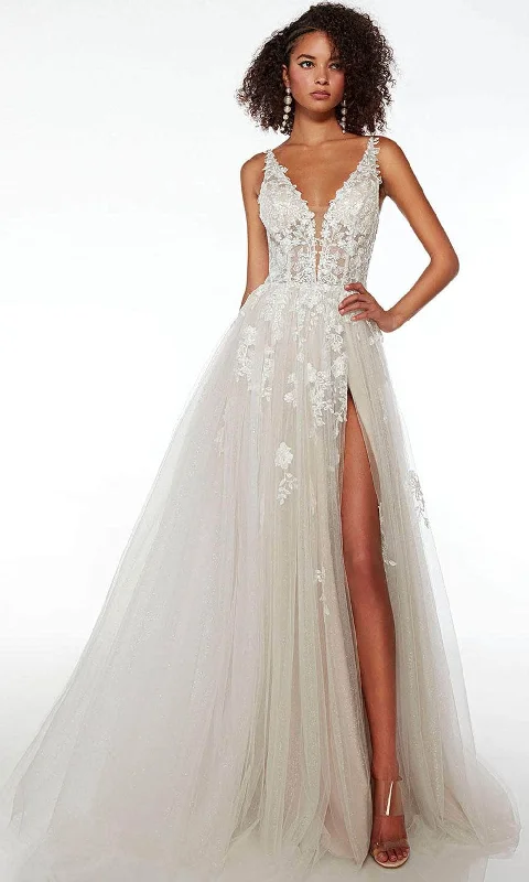Ruffled Ball Gown Alyce Paris 61722 - Embroidered A-line Prom Dress