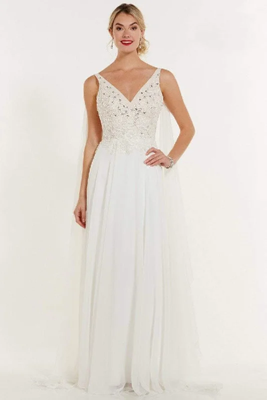 Short Wedding Dress Alyce Paris Cascading Paneled Beaded Chiffon Gown
