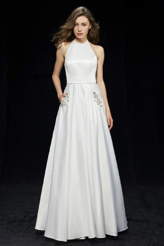 Chic Wedding Gown Angela & Alison High Halter Neckline A-line Gown 81149 - 1 pc Ivory in Size 8 Available Chic Wedding Gown Angela & Alison High Halter Neckline A-line Gown 81149 - 1 pc Ivory in Size 8 Available