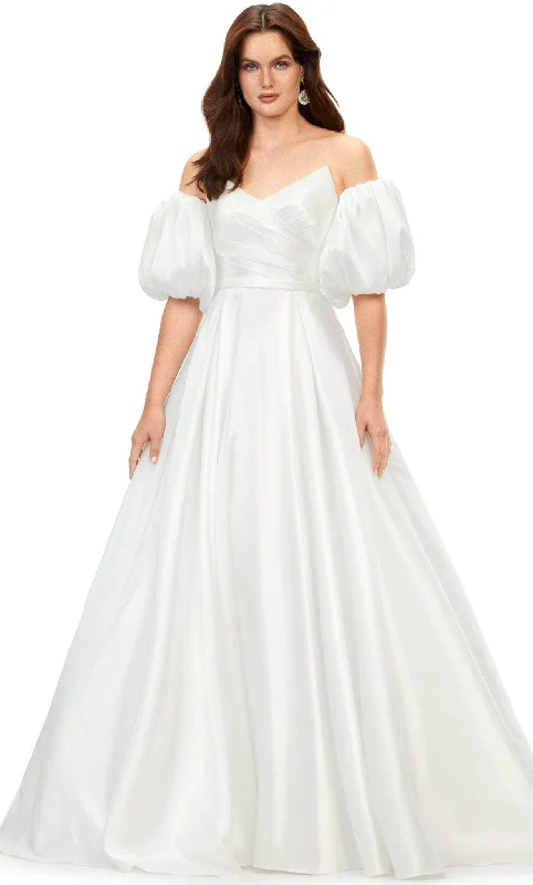 Rhinestone Embellished Gown Ashley Lauren 11323 - Phantom Satin Bridal Gown