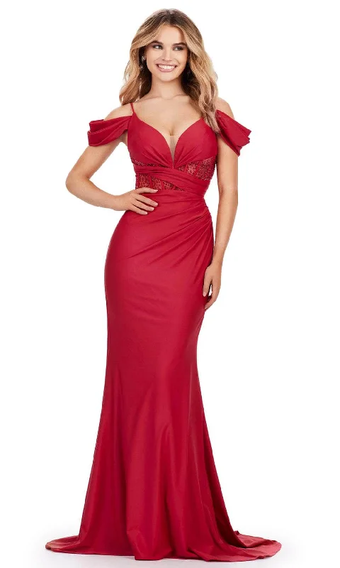 Beaded Dress Ashley Lauren 11536 - Beaded Corset V-Neck Prom Gown