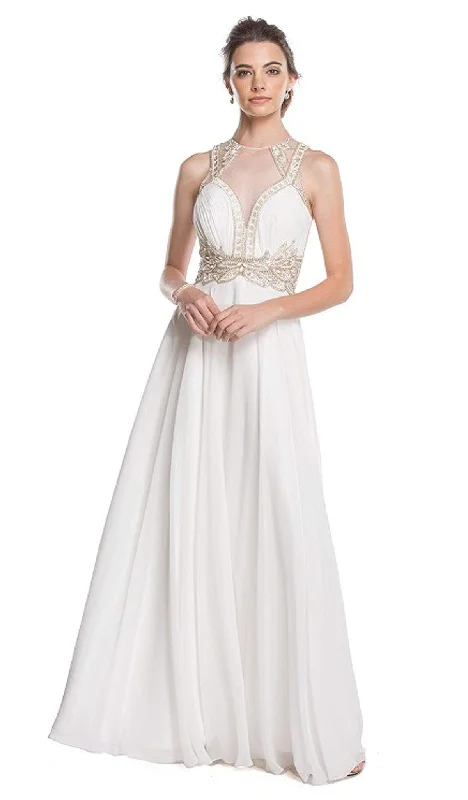 Aspeed Design - Embellished Illusion Jewel A-line Prom Dress