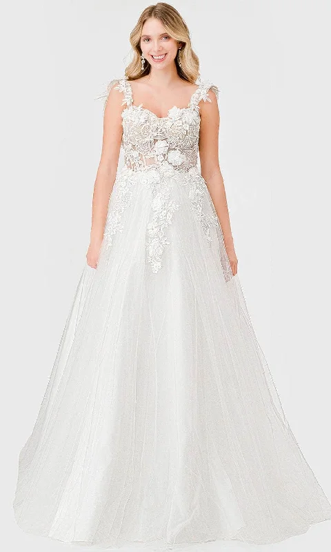 Luxury Gown Aspeed Design MS0026 - Floral Appliqued Sweetheart Bridal Dress