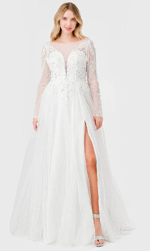 Embroidered Gown Aspeed Design MS0033 - Illusion Bateau Embellished Bridal Dress