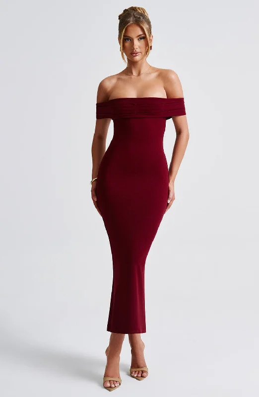 Timeless Elegance Dress Bex Midi Dress - Burgundy