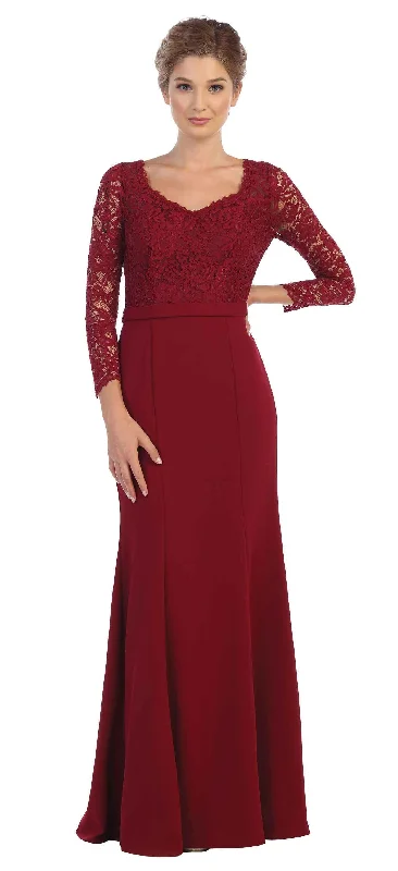 Illusion Neckline Dress Long Sleeve Mother of the Bride Formal Dress