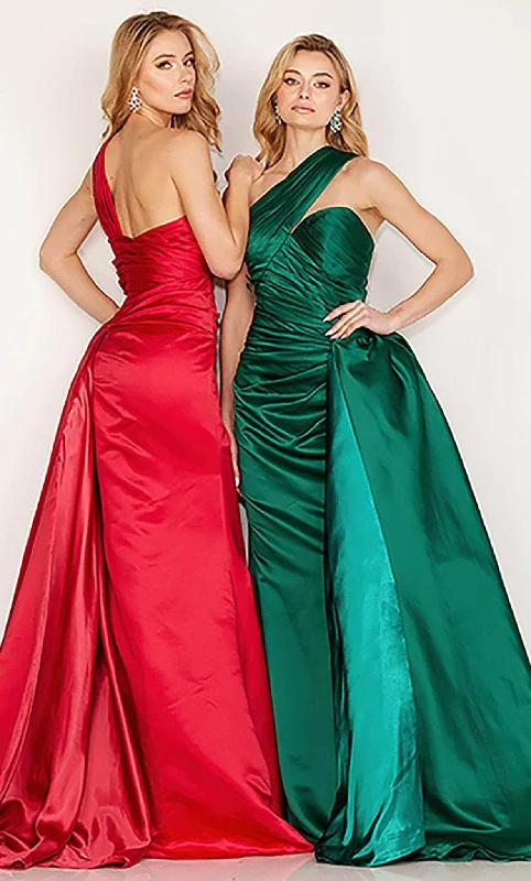 Flowing Wedding Gown Cecilia Couture 189 - One Sleeve Pleated Detail Evening Gown