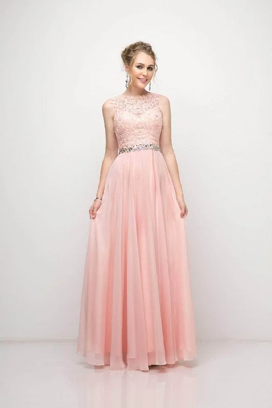 Short Wedding Dress Cinderella Divine - B1601 Embellished Belt Lace A-Line Chiffon Dress Short Wedding Dress Cinderella Divine - B1601 Embellished Belt Lace A-Line Chiffon Dress