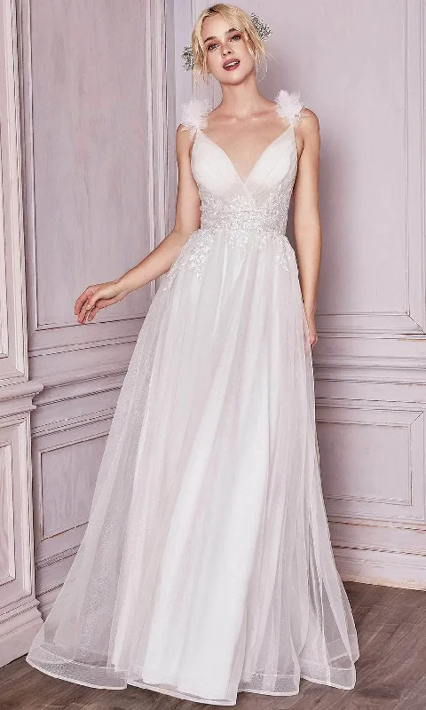 Elegant Satin Dress Cinderella Divine Bridal - Applique V-Neck Bridal Dress CD971W - 1 pc Off White In Size 10 Available Elegant Satin Dress Cinderella Divine Bridal - Applique V-Neck Bridal Dress CD971W - 1 pc Off White In Size 10 Available
