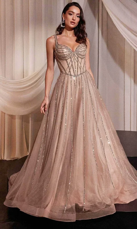 Classic Gown Cinderella Divine CD849 - Glitter Tulle Formal Gowns