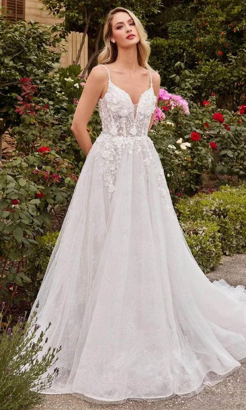 Cinderella Divine CD857W - A-Line Bridal Dress with Sleeveless Design