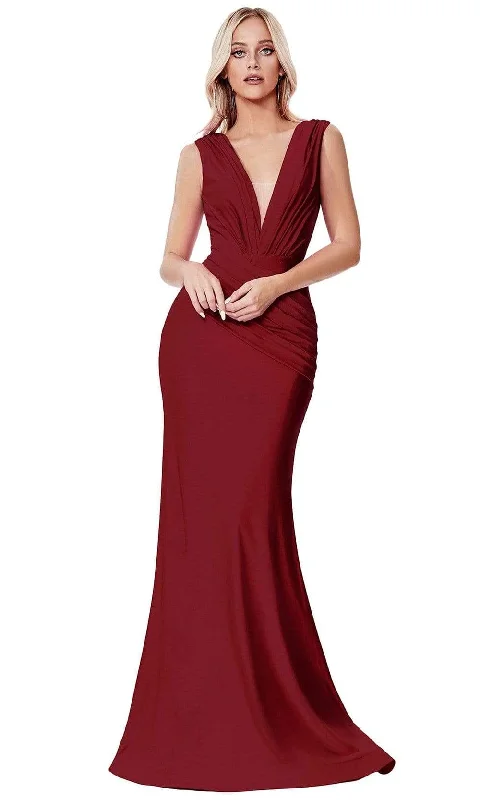 High Slit Gown Cinderella Divine - CD912 Sleeveless V Neck Mermaid Long Evening Gown High Slit Gown Cinderella Divine - CD912 Sleeveless V Neck Mermaid Long Evening Gown