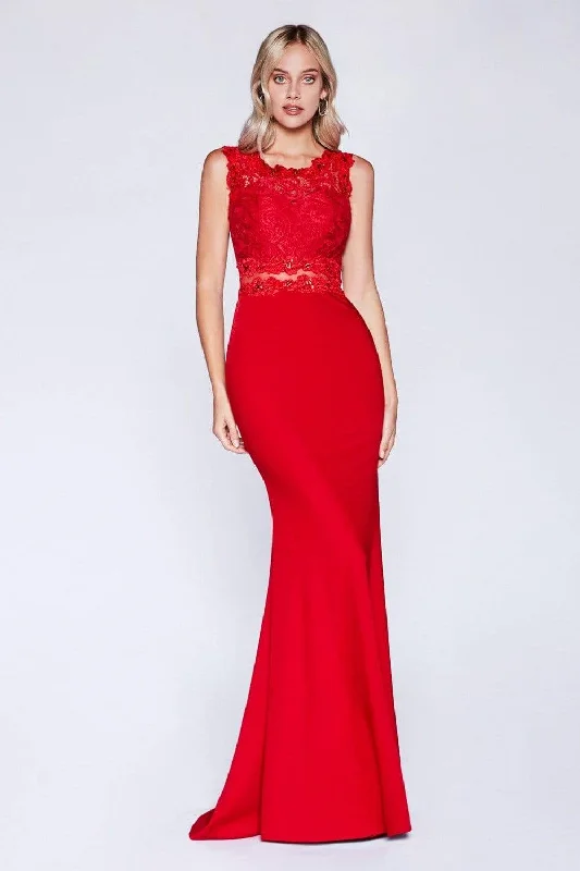 Lace Dress Cinderella Divine - CF115 Sleeveless Lace Stretch Knit Sheath Dress