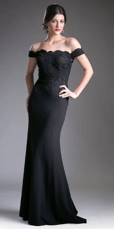 Mermaid Dress Cinderella Divine - CF158 Off Shoulder Stretch Crepe Satin Gown