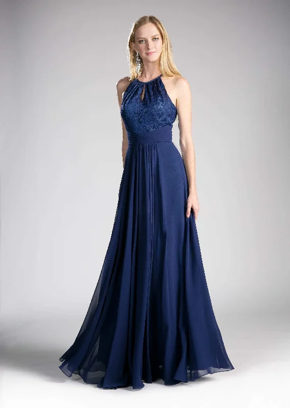 Hand-Beaded Gown Cinderella Divine - CJ228 High Halter Lace Bodice A-Line Evening Gown Hand-Beaded Gown Cinderella Divine - CJ228 High Halter Lace Bodice A-Line Evening Gown
