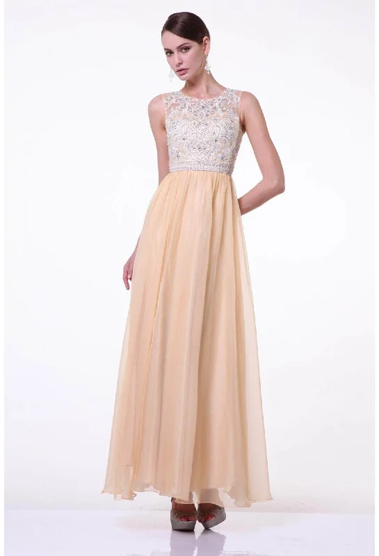 Couture Dress Cinderella Divine - Embellished Jewel Neck A-line Chiffon Evening Gown Couture Dress Cinderella Divine - Embellished Jewel Neck A-line Chiffon Evening Gown