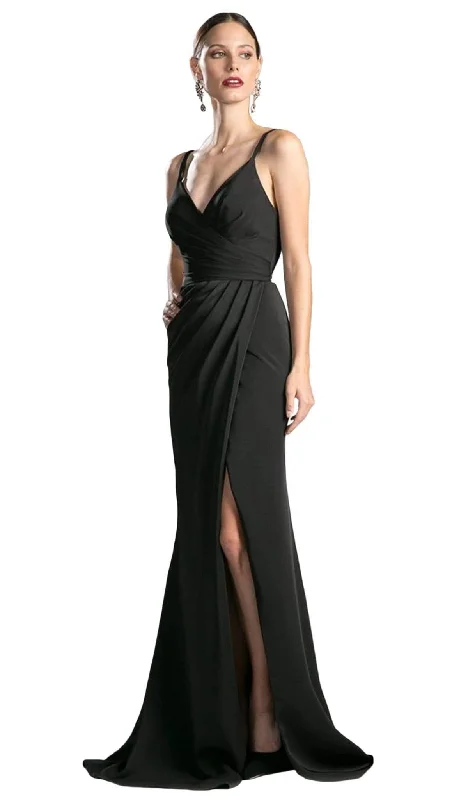 Ruffled Ball Gown Cinderella Divine - KC1850 Sleeveless Wrap Bodice Drape-Detailed Gown