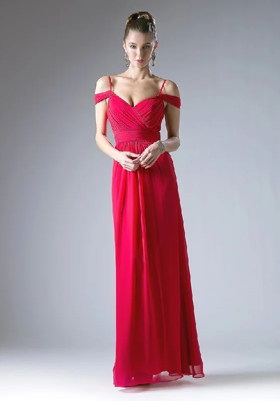Unique Silhouette Gown Cinderella Divine Ruched Off Shoulder Chiffon Gown