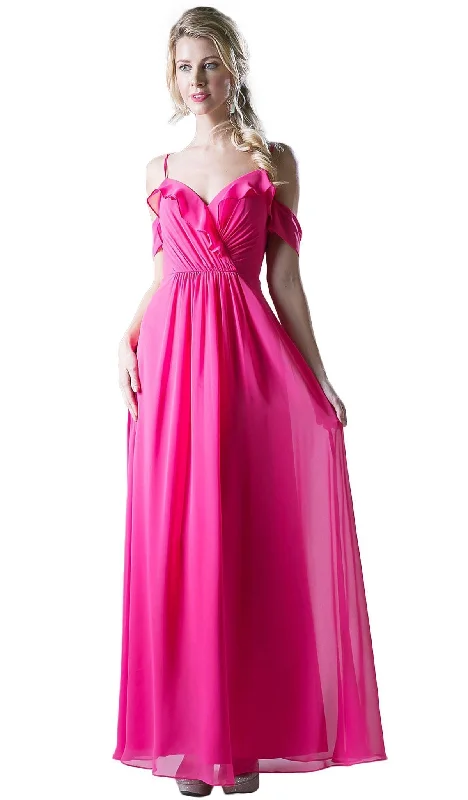 Exquisite Gown Cinderella Divine - Simple V-neck Ruffled A-line Dress