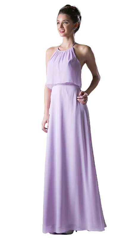 Handmade Dress Cinderella Divine - Sleeveless Halter Neck Embellished A-line Dress